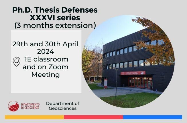 Collegamento a Ph.D. Course in Geosciences - Thesis Defenses XXXVI Series (3 months extension) - 29th and 30th April 2024